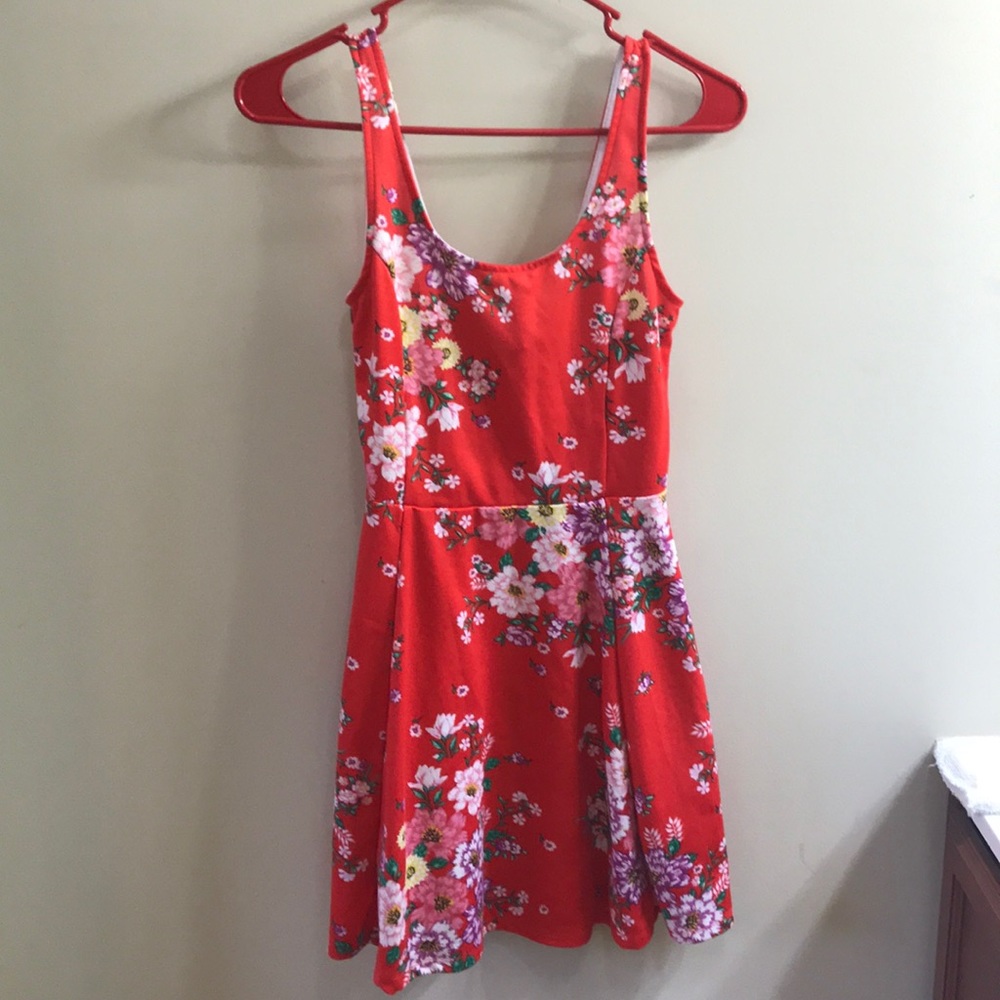 Red Floral H&M Skater Dress